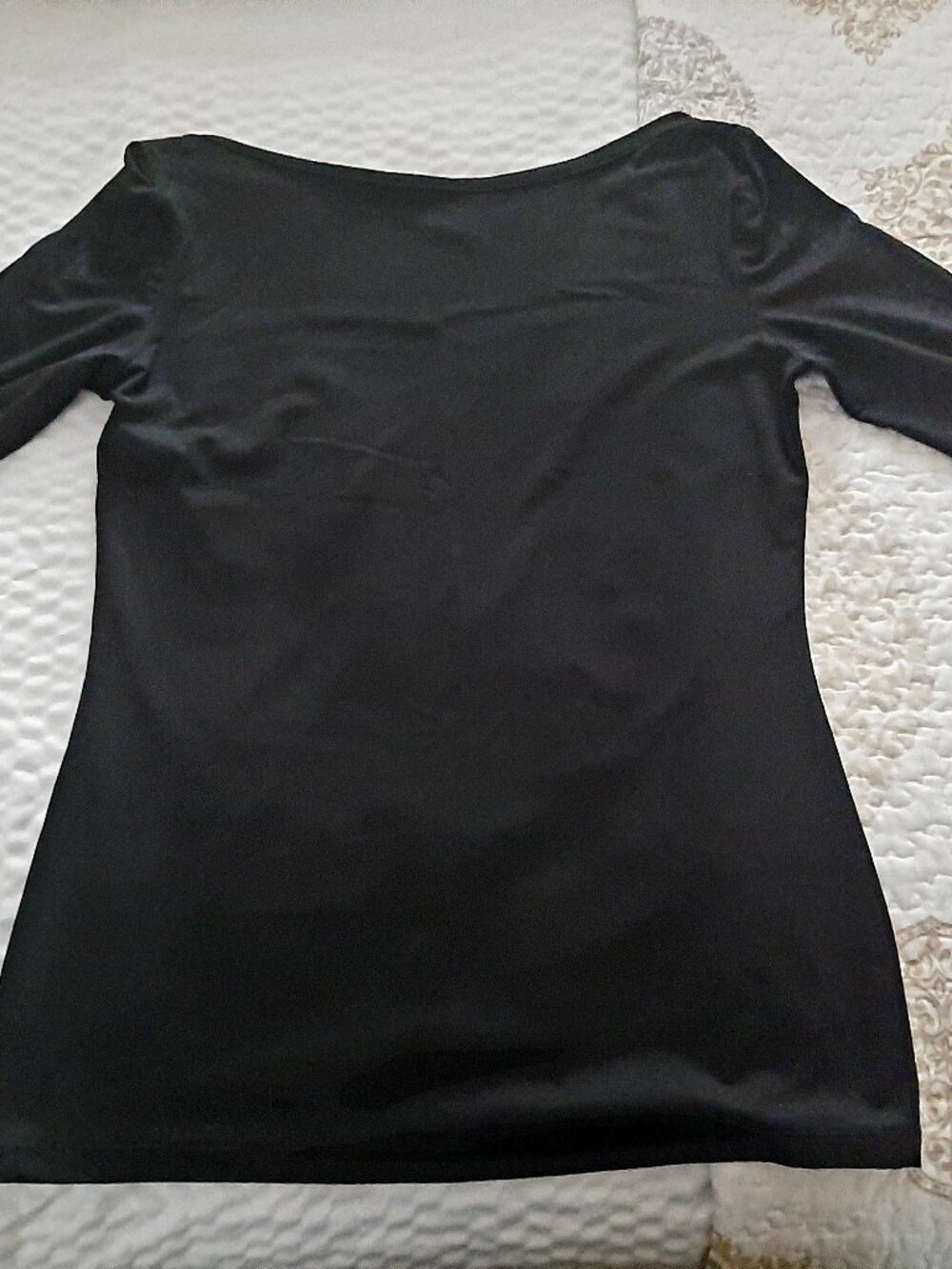 Black Adea 3/4 Sleeve Boatneck Top Size Small